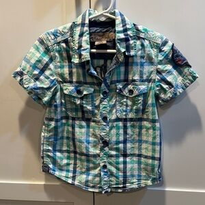 4/$15 LOGG Plaid Kids Shirt - Green and Blue- 2T